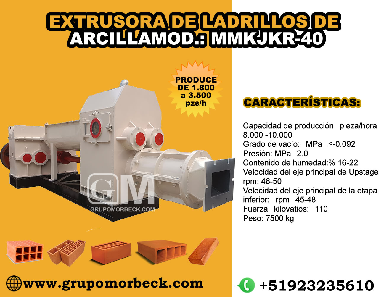 MAQUINA EXTRUSORA FABRICAR LADRILLOS DE ARCILLA